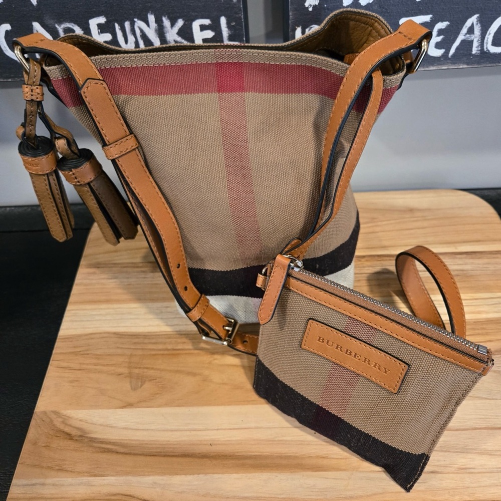 Burberry Canvas Mega Check Mini Ashby Hobo Crossbody